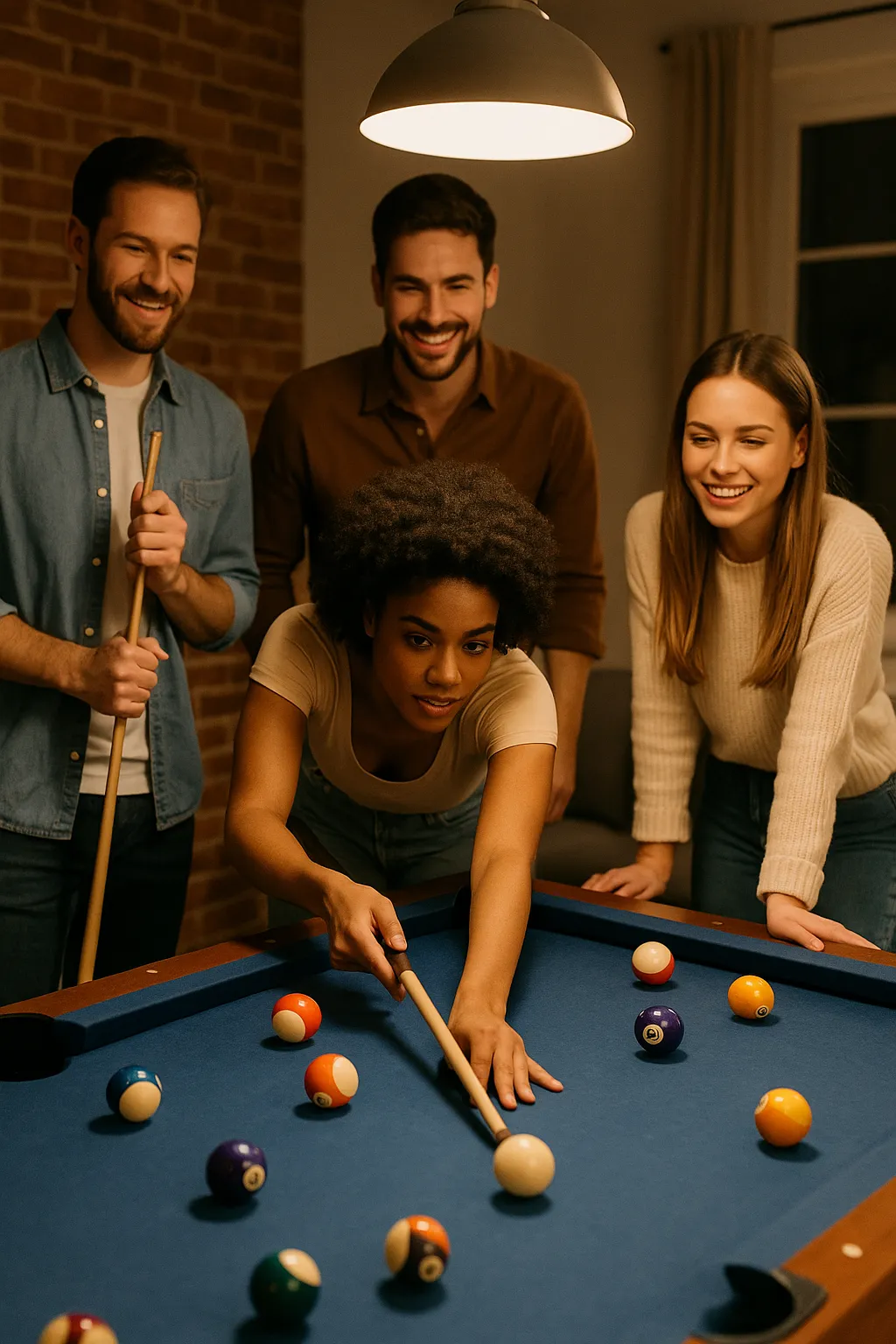 eine Gruppe von Menschen, die an billard spielen